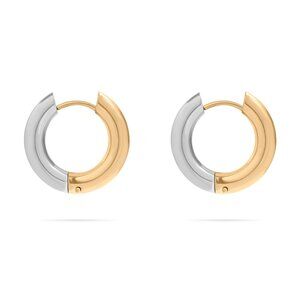 Mixed Metal Gold & Silver Huggie Hoop Earrings | 18K Gold PVD Hypoallergenic